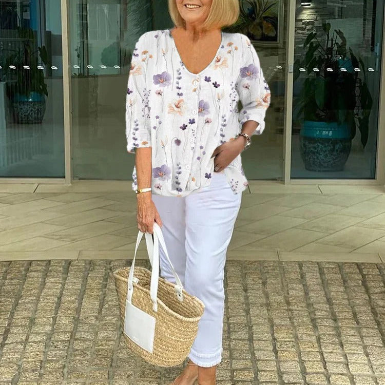 Marloes™ | エレガントな花柄ブラウス