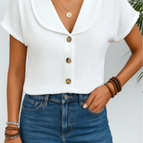 Marijke™ | 襟付きボタンダウンブラウス