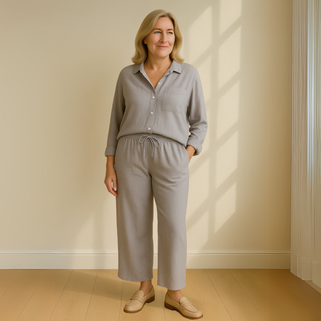 Yvonne™ | 2点セット - ブラウス & ワイドパンツ