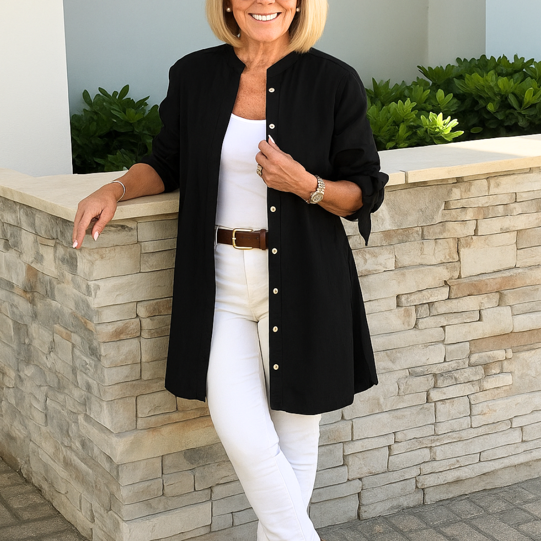 ルイーズ™ | リボン袖のシンプルなシャツブラウス