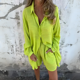 ノラ™ | シンプルなブラウスとショーツのカジュアルセット