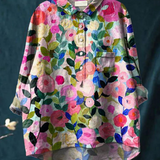 マリア – 花柄のコットンとリネンのブラウス