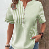 Frederique™ | エレガントなストライプブラウス