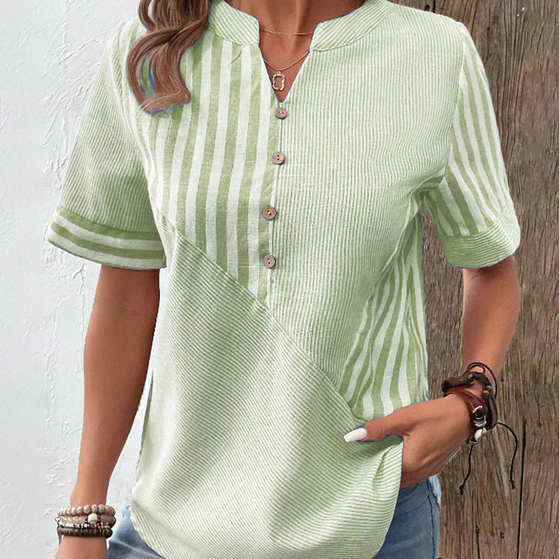 Frederique™ | エレガントなストライプブラウス