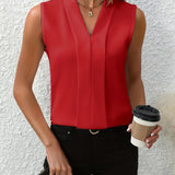 アンナベル™ | Vネックのノースリーブブラウス