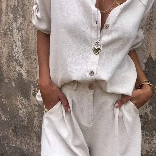 ポーリン - コットンとリネンのブラウスセット