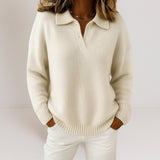 オリビア™ | 柔らかいニットセーター（襟付き）