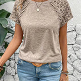 ナンシー™ | ラウンドネックとレーススリーブのエレガントなブラウス