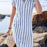 Martine™ | エレガントなストライプのシャツドレス