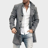 マク - スタイリッシュなウールコート（ハウンドトゥース柄）