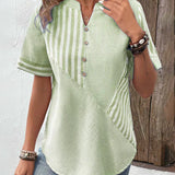 Frederique™ | エレガントなストライプブラウス