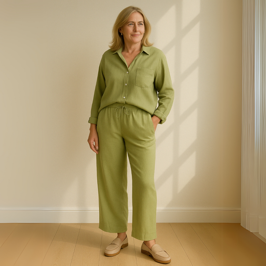 Yvonne™ | 2点セット - ブラウス & ワイドパンツ