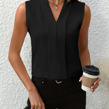 アンナベル™ | Vネックのノースリーブブラウス