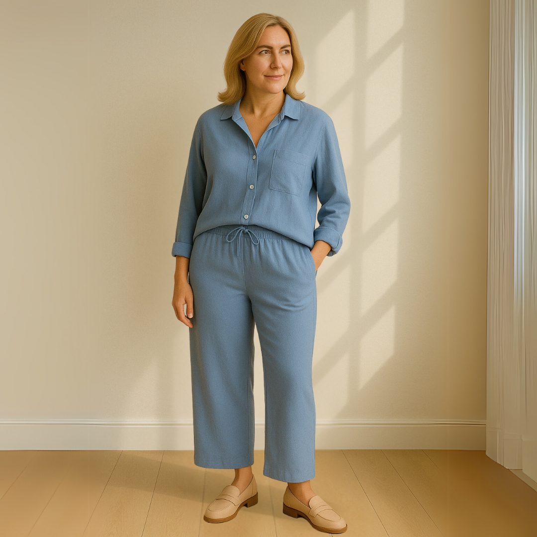 Yvonne™ | 2点セット - ブラウス & ワイドパンツ