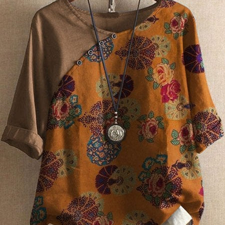 カタリナ™ | フローラルオーバーレイのルーズフィットブラウス