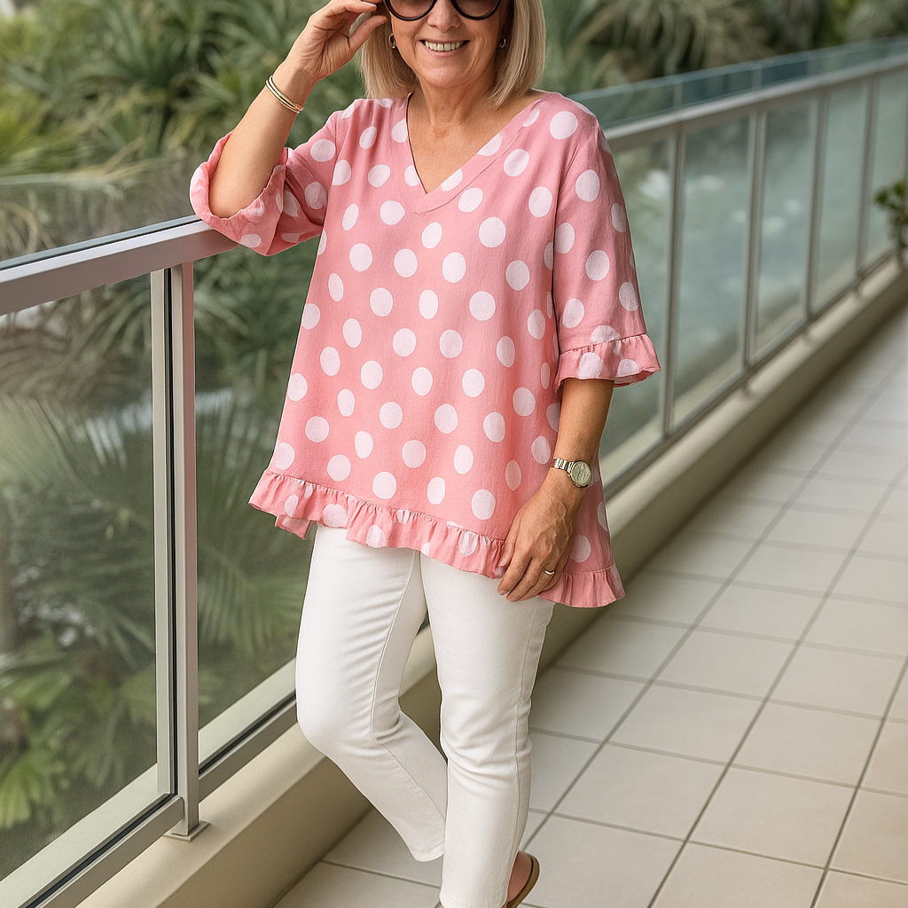 Nel™ | エレガントな水玉ブラウス