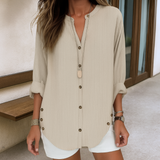 リディア™ | エレガントなストライプのリネンブラウス