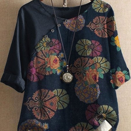 カタリナ™ | フローラルオーバーレイのルーズフィットブラウス