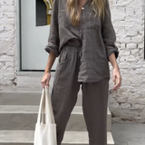 Marjan™ | エレガントな2ピースリネンシャツとパンツセット