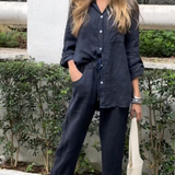 Marjan™ | エレガントな2ピースリネンシャツとパンツセット