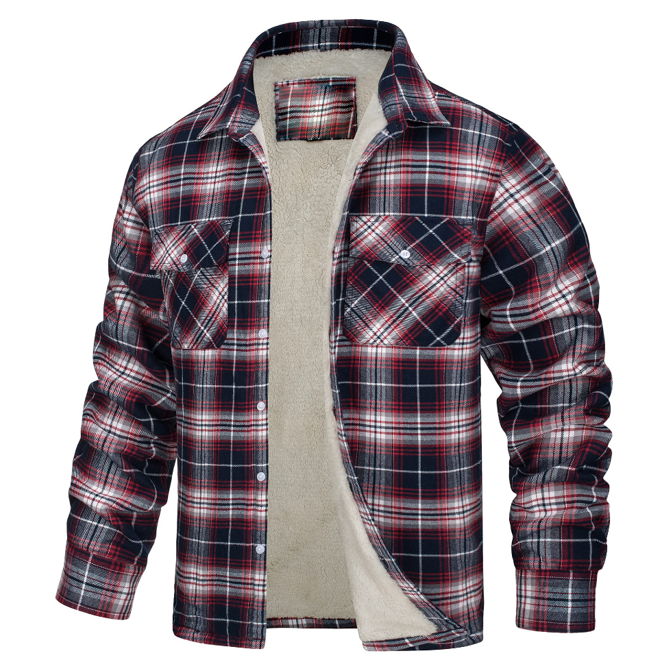 ネイト - メンズチェックシャツ、シェルパ裏地付き