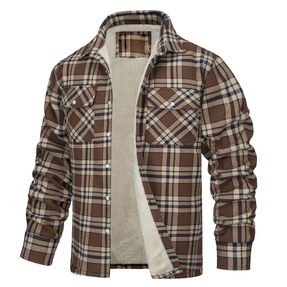 ネイト - メンズチェックシャツ、シェルパ裏地付き