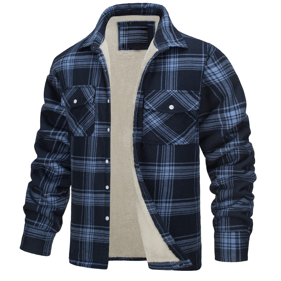 ネイト - メンズチェックシャツ、シェルパ裏地付き