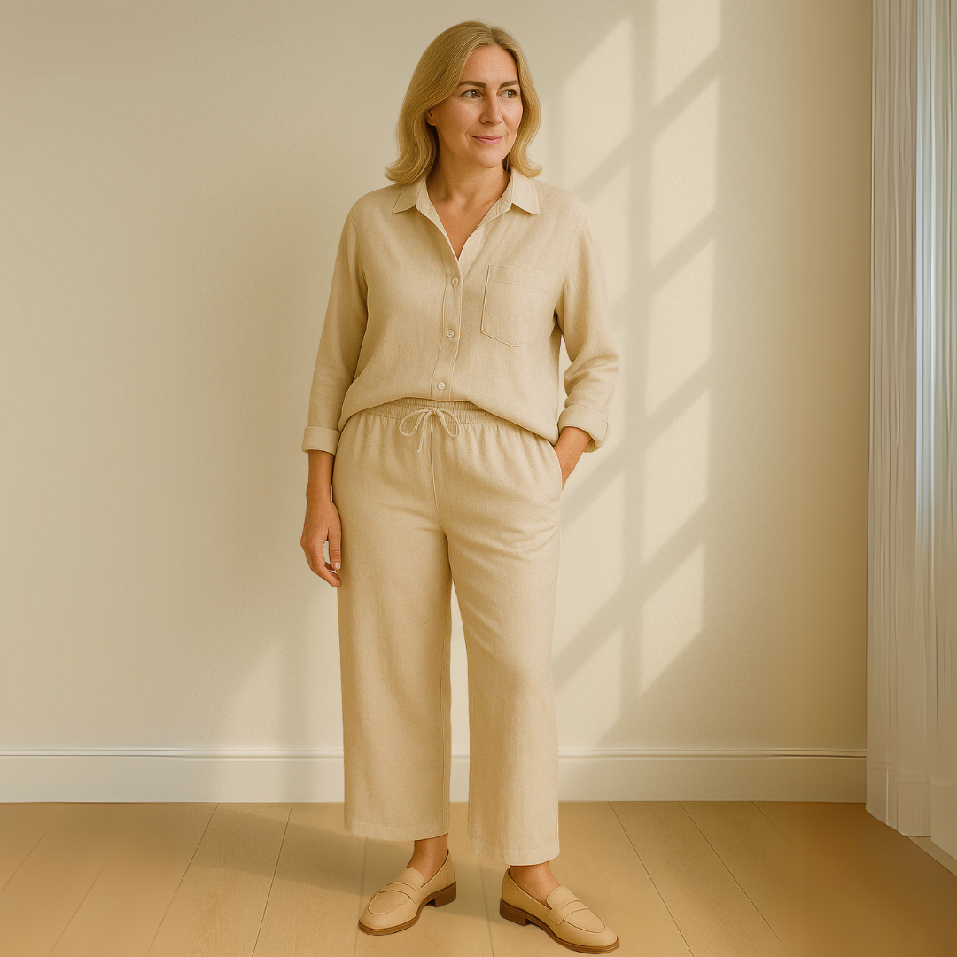 Yvonne™ | 2点セット - ブラウス & ワイドパンツ