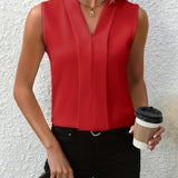 アンナベル™ | Vネックのノースリーブブラウス