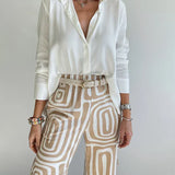 カンメイ スタイリッシュなパンツセット – ブラウスとベルト付き