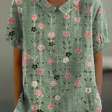 JANE™ | コットンリネンの田園風花柄ブラウス