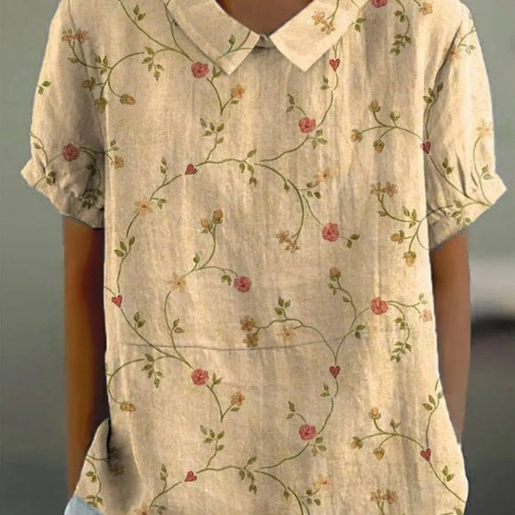 JANE™ | コットンリネンの田園風花柄ブラウス