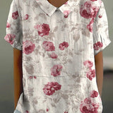 JANE™ | コットンリネンの田園風花柄ブラウス