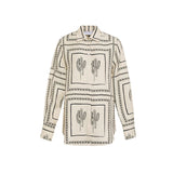 幾何学模様の2点セット：シャツとワイドパンツ