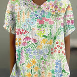 JANE™ | コットンリネンの田園風花柄ブラウス